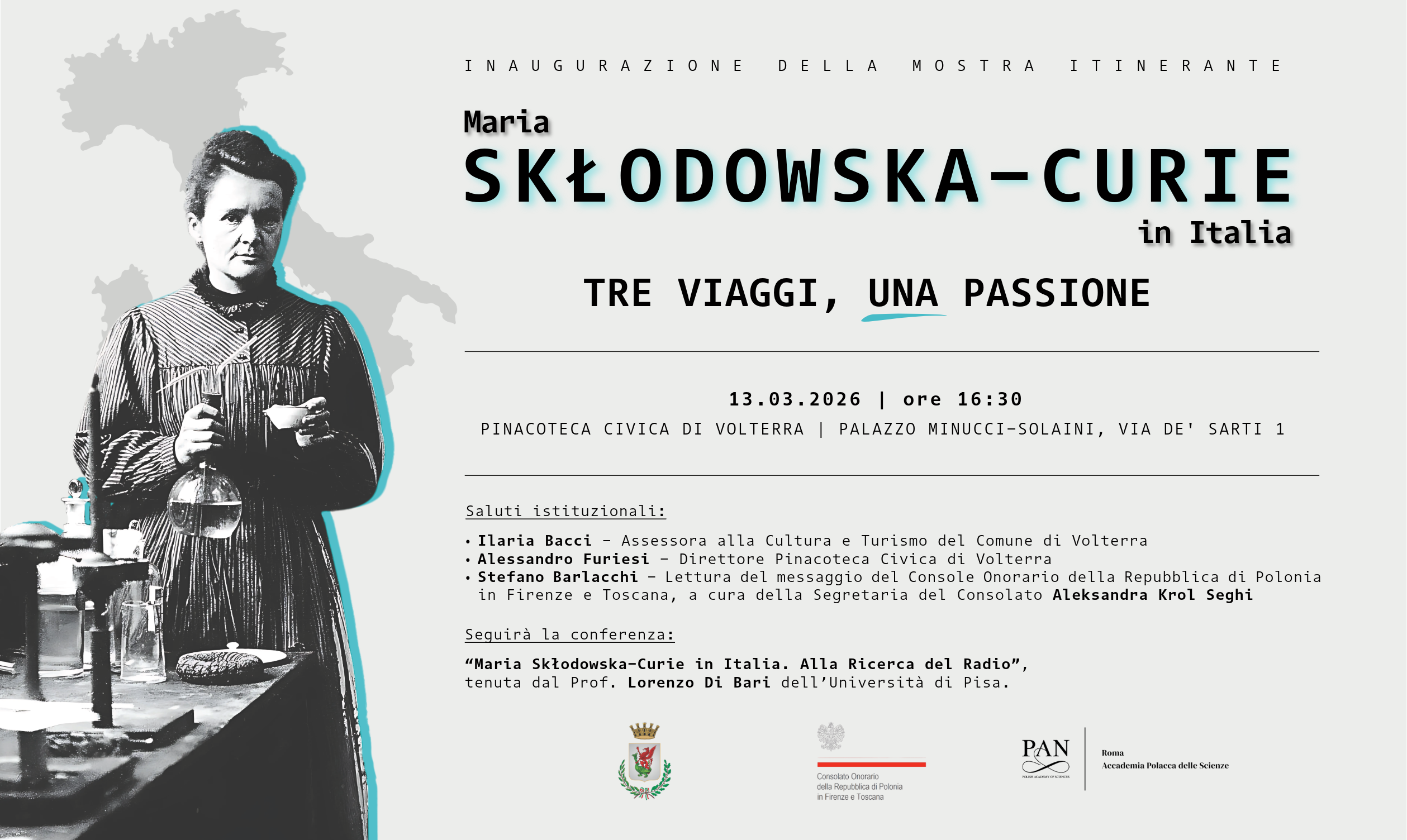 Inauguracja wystawy „Maria Skłodowska-Curie we Włoszech: trzy podróże, jedna pasja” w Volterze