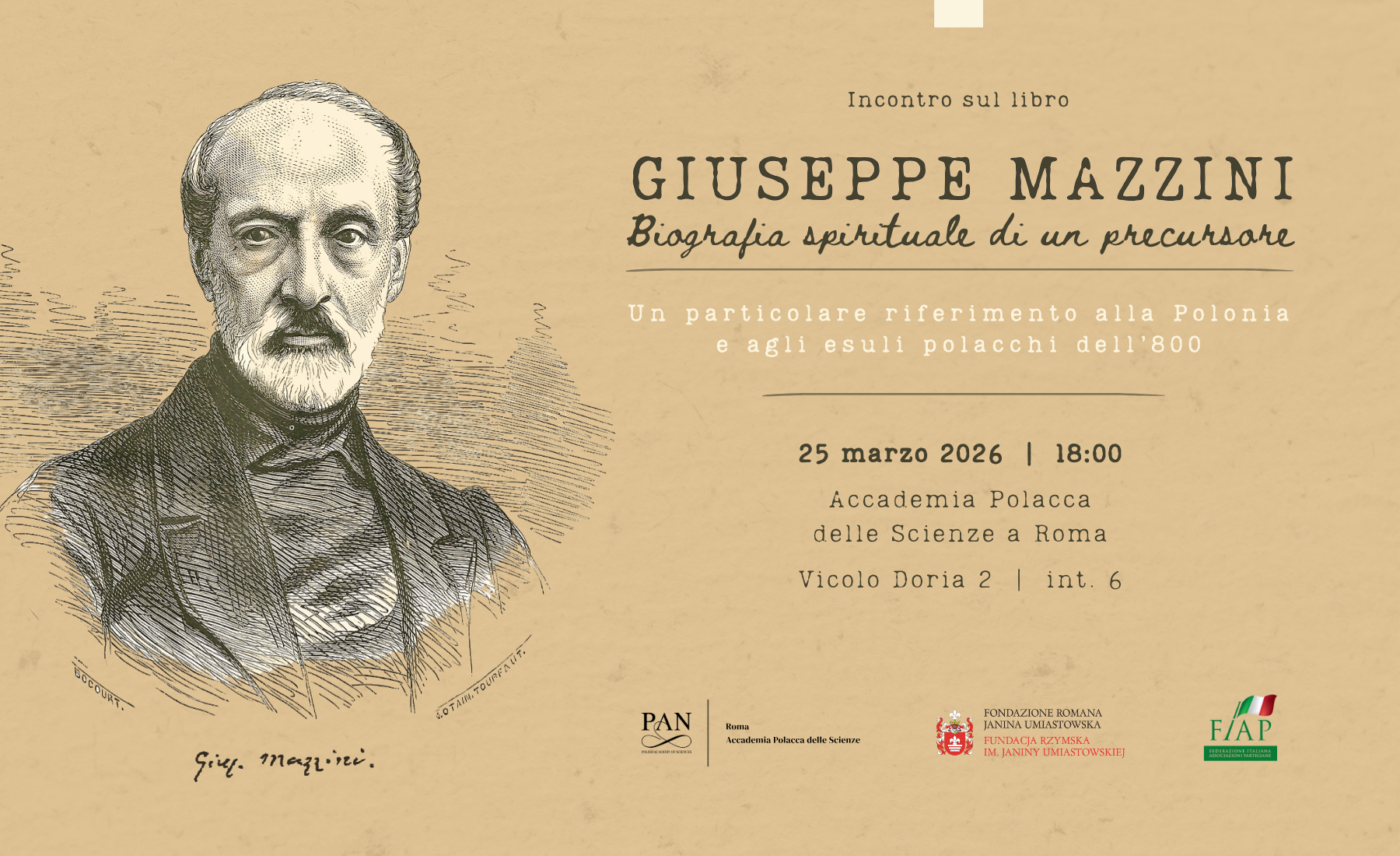 „Giuseppe Mazzini – biografia spirituale di un precursore”. Un particolare riferimento alla Polonia e agli esuli polacchi dell’800