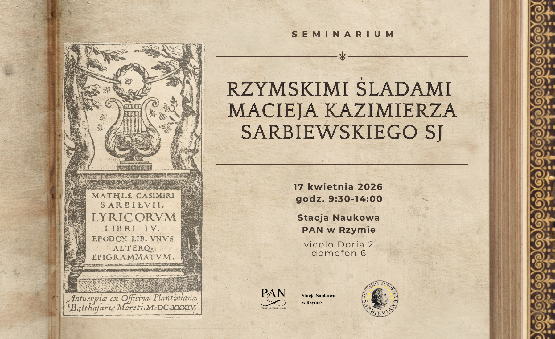 Rzymskimi śladami Macieja Kazimierza Sarbiewskiego SJ