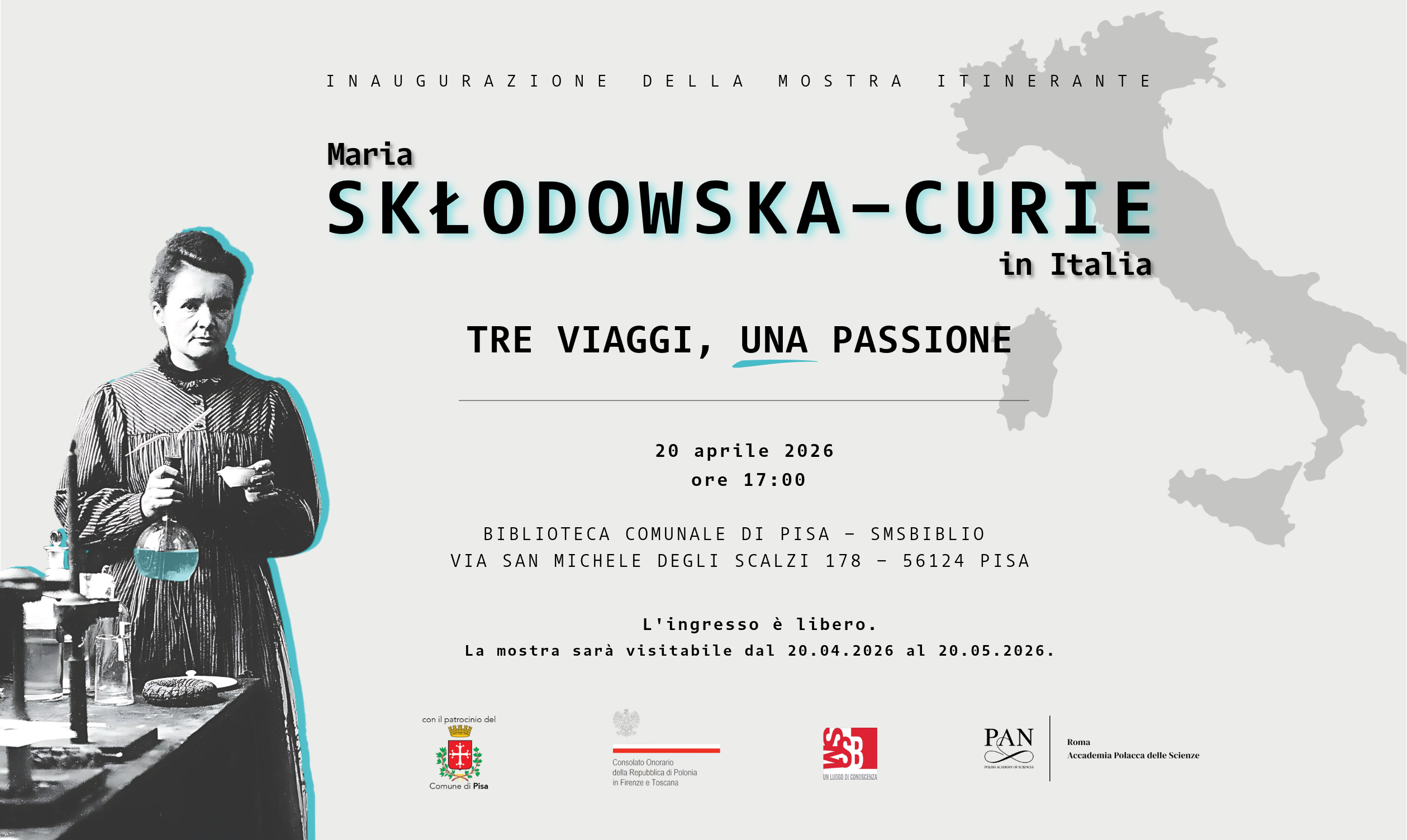 Piza: Inauguracja wystawy „Maria Skłodowska-Curie we Włoszech: trzy podróże, jedna pasja”
