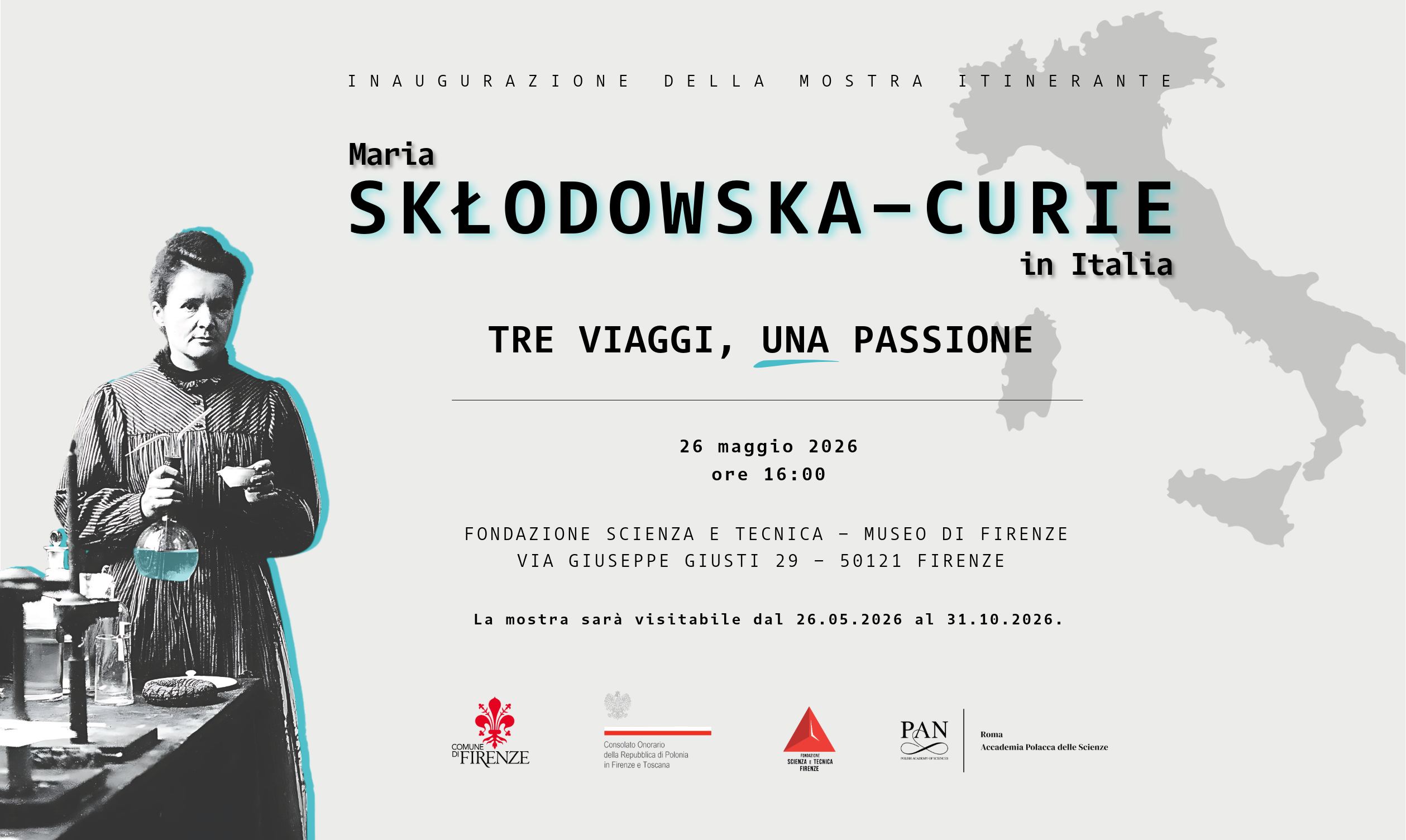 Florencja: Inauguracja wystawy „Maria Skłodowska-Curie we Włoszech: trzy podróże, jedna pasja”