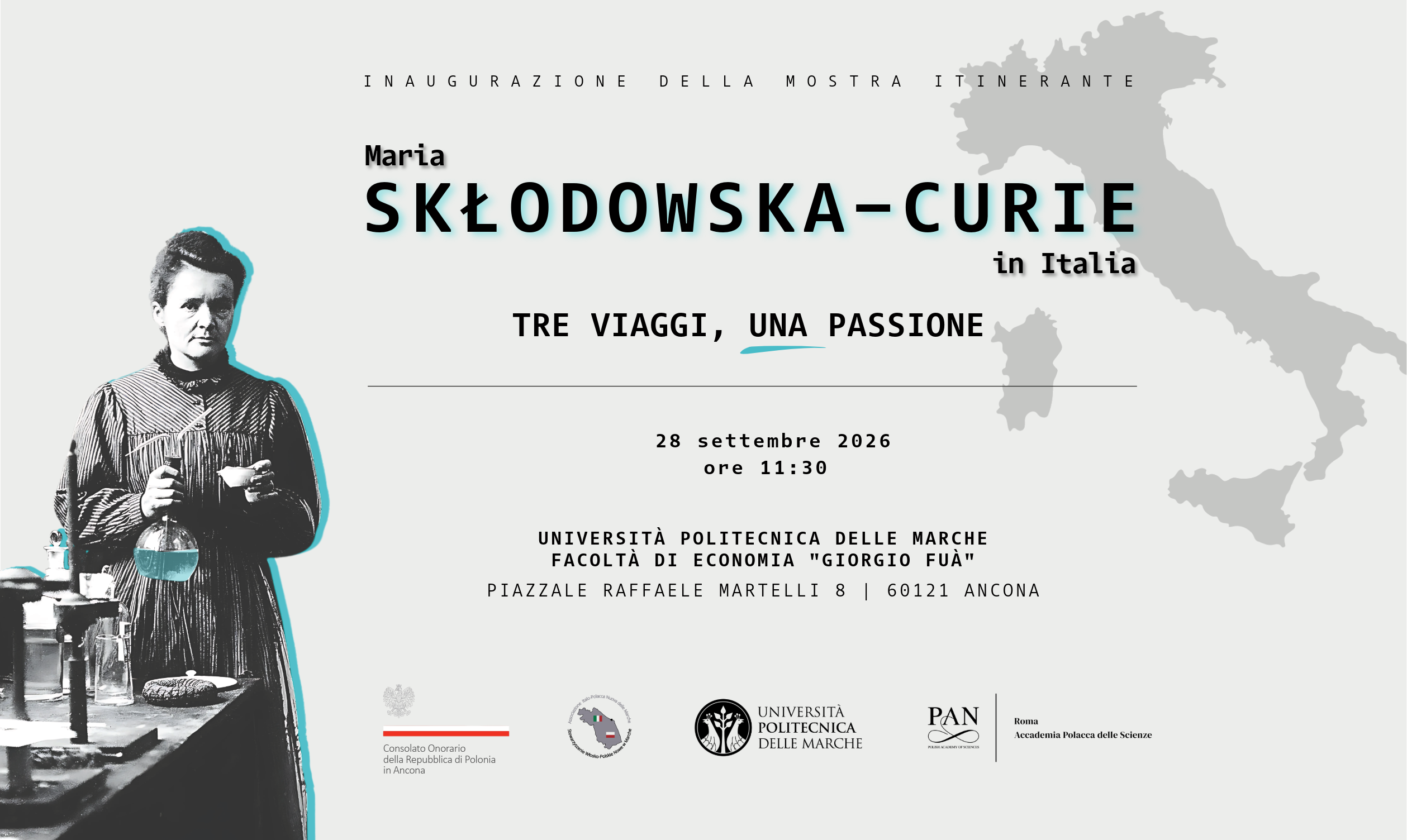 Inauguracja wystawy „Maria Skłodowska-Curie we Włoszech: trzy podróże, jedna pasja” w Ankonie